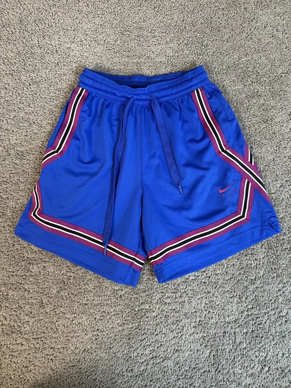 Nike Shorts Boys XS Blue Mesh Athletic Elastic Waist Drawstring 6.5 In Inseam